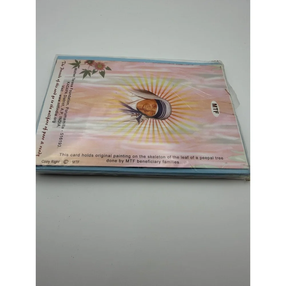 Mother‎ Teresa Foundation Peepal Leaf Christmas Cards Set of 2 10 packs India